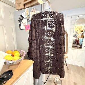 Free people brand new Elegant Brown Crochet Women's Sweater
